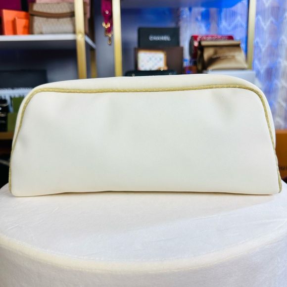 Rare Chanel Rose Floral CC Logo Large Cosmetic Double Zip Pouch Bag Clutch - Picture 5 of 13